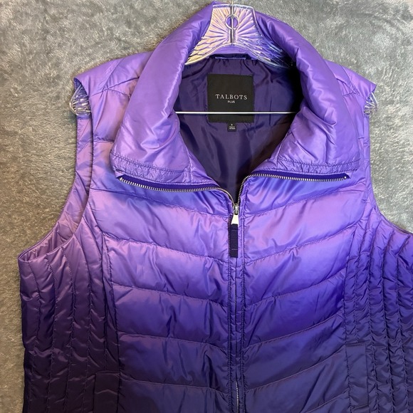 Talbots Jackets & Blazers - Talbots Women Purple Ombre Down Full Zip Vest X Puffer Quilted Layering Outdoors